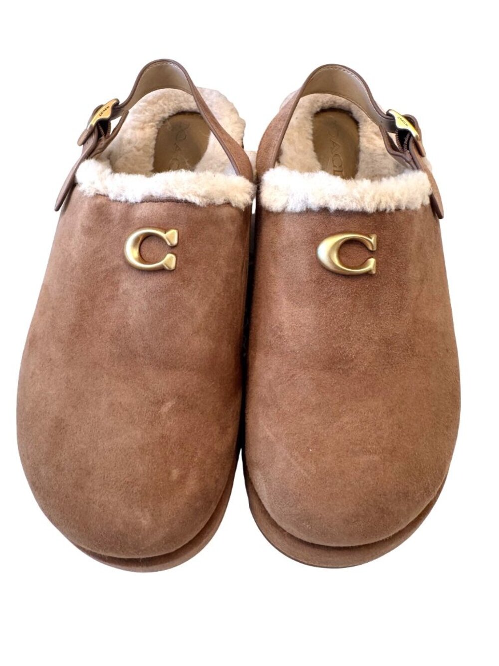 Coach Sculpted C Platform Clog Size 8 Coconut Sherpa Lined EUC Shoes - Picture 2 of 13